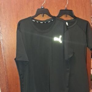 Puma Men's Black Tee with White Logo & Noname Plain Black Tshirt Of Same Quality